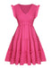 Pink 1960s V-Neck Pleated Ruffles Solid Dress — vintage elegance for the modern woman