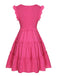 Pink 1960s V-Neck Pleated Ruffles Solid Dress — vintage elegance for the modern woman