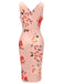 Pink 1960s V-neck Wrap Floral Pencil Dress, vintage dress, retro fashion, floral print - perfect for women who love vintage and retro fashion