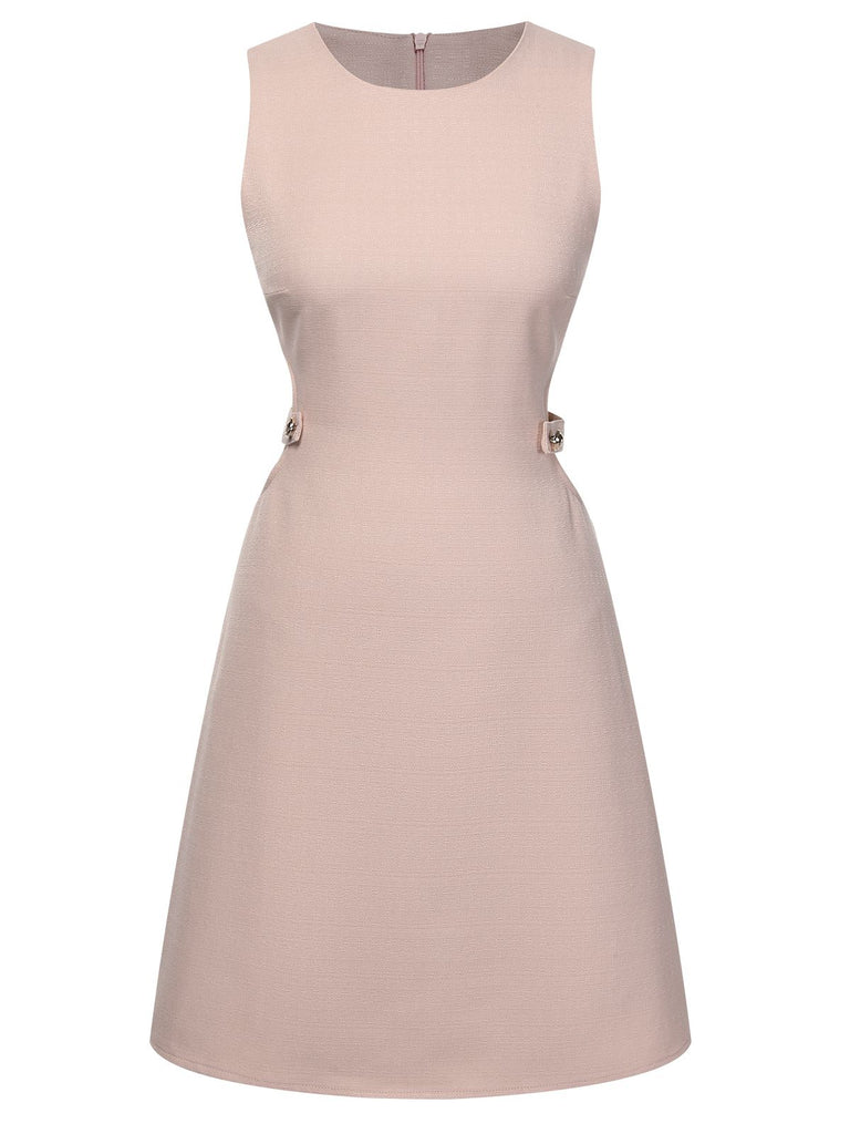 Pink 1960s Waist Hollow Out Solid Dress, vintage dress, retro fashion - perfect for women who love vintage and retro fashion