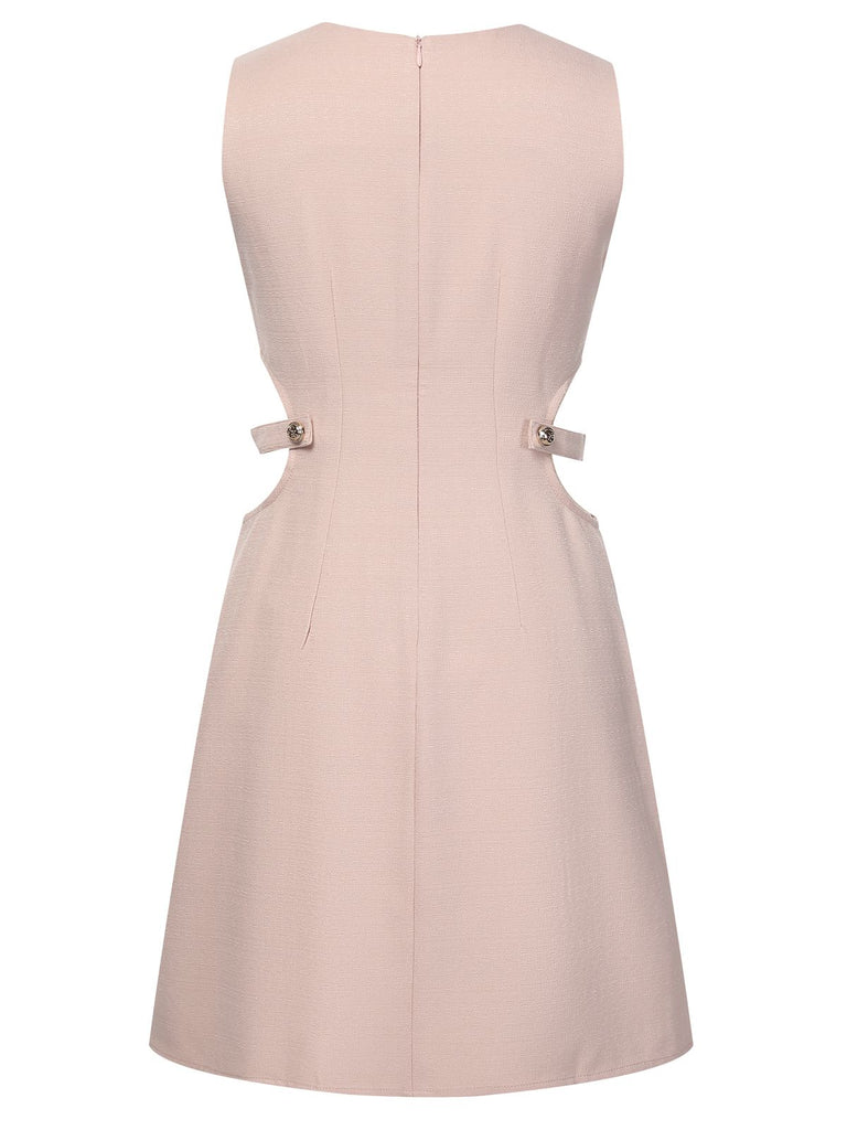 Pink 1960s Waist Hollow Out Solid Dress, vintage dress, retro fashion - perfect for women who love vintage and retro fashion
