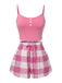 Pink 1970s Camisole Top & Plaid Shorts Pajamas, vintage top, retro blouse - perfect for women who love vintage and retro fashion