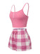 Pink 1970s Camisole Top & Plaid Shorts Pajamas, vintage top, retro blouse - perfect for women who love vintage and retro fashion