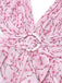 Pink 1970s Deep V-Neck Ruffle Floral Backless Dress - vintage dress, retro fashion