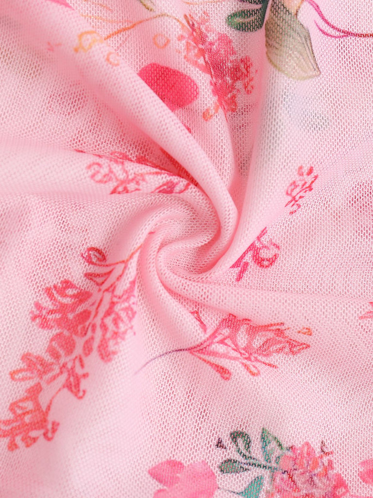 Pink 1970s Floral Lace Sheer Nightgown - vintage nightgown, retro sleepwear