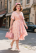 Pink 1970s Floral Ruffled Irregular Hem Dress - vintage dress, retro fashion