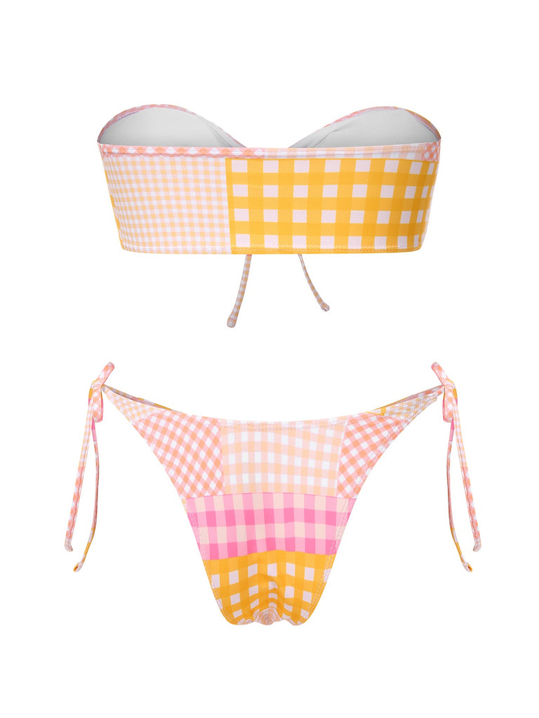 1970s Gingham Plaid Bandeau Bikini | 1970s | vintage swimsuit, retro beachwear
