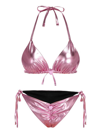 Pink 1970s Metallic 3D Heart Swimsuit, vintage swimsuit, pin-up swimwear - perfect for women who love vintage and retro fashion