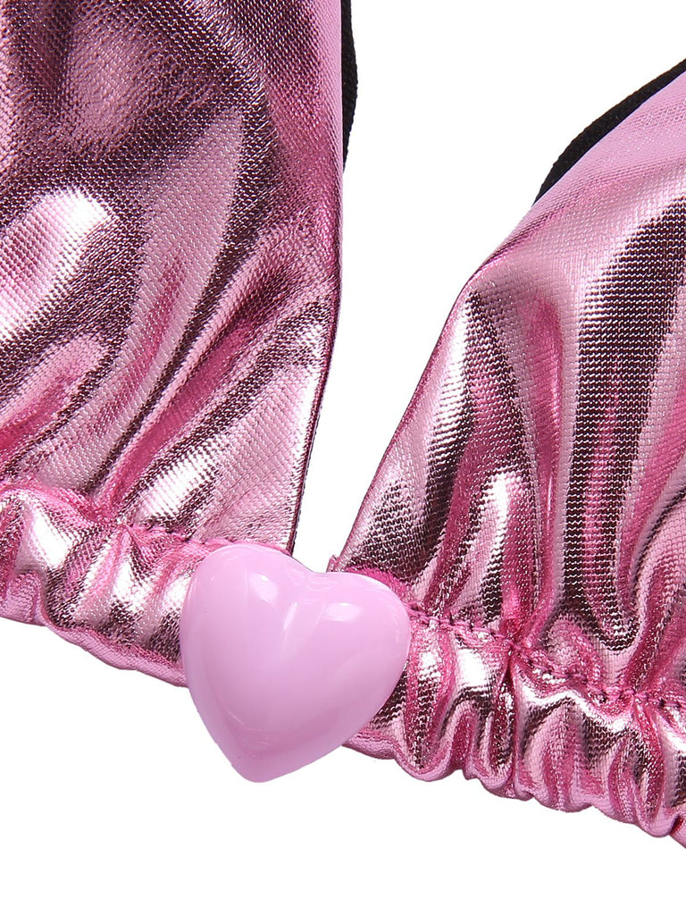 Pink 1970s Metallic 3D Heart Swimsuit, vintage swimsuit, pin-up swimwear - perfect for women who love vintage and retro fashion