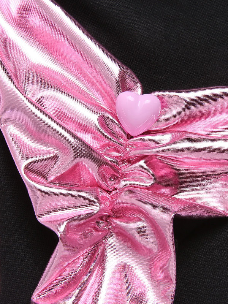 Pink 1970s Metallic 3D Heart Swimsuit, vintage swimsuit, pin-up swimwear - perfect for women who love vintage and retro fashion