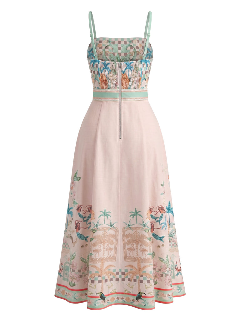Pale Pink 1950s Floral Cami Classic Dress 2