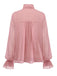 Pink 1980s Chiffon Ruffled High-Neck Blouse - vintage fashion, retro style