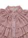 Pink 1980s Chiffon Ruffled High-Neck Blouse - vintage fashion, retro style