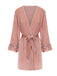 Pink 1980s Floral Cuff Velvet Belted Robe - vintage fashion, retro style