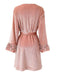 Pink 1980s Floral Cuff Velvet Belted Robe - vintage fashion, retro style