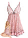 Pink 1980s Sheer Lace Ruffle Hem Babydoll Nightgown, vintage fashion, retro style - perfect for women who love vintage and retro fashion