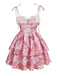 Pink 1980s Spaghetti Strap Ditsy Floral Tiered Dress: where 1980s romance meets her modern spirit