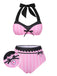 Pink & Black 1950s Stripe Halter Swimsuit, vintage swimsuit, pin-up swimwear - perfect for women who love vintage and retro fashion