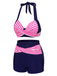 Pink & Blue 1950s Striped Halter Swimsuit: timeless style reimagined
