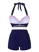 Pink & Blue 1950s Striped Halter Swimsuit — vintage elegance for the modern woman