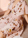 Pink Flowers And Birds Bowknot V-Neck Dress - vintage dress, retro fashion