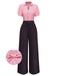 Pink & Gray 1930s Bow Collar Lapel Jumpsuit - vintage jumpsuit, retro fashion