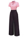 Pink & Gray 1930s Bow Collar Lapel Jumpsuit - vintage jumpsuit, retro fashion