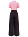 Pink & Gray 1930s Bow Collar Lapel Jumpsuit - vintage jumpsuit, retro fashion