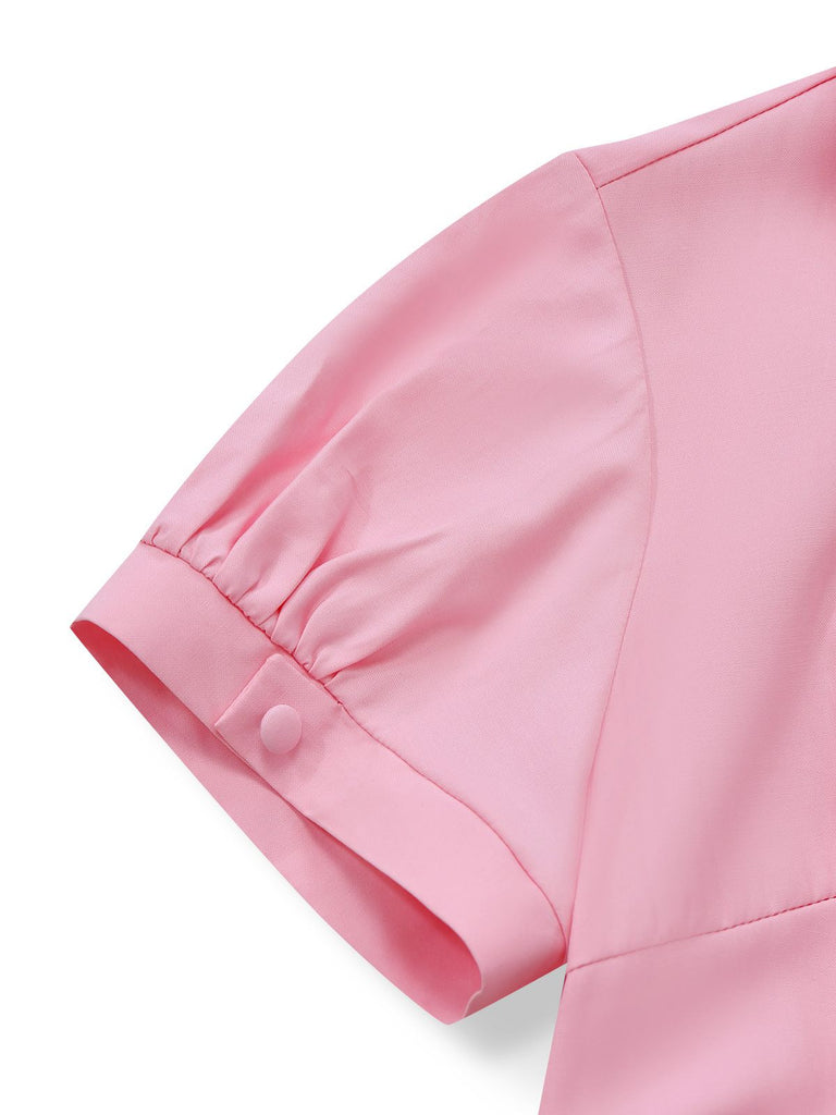 Pink & Gray 1930s Bow Collar Lapel Jumpsuit - vintage jumpsuit, retro fashion