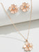 Pink Pendant Crystal Flower Necklace & Earrings Set - vintage fashion, retro style