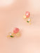 Pink Tulip Flower Pearl Stud Earrings - vintage fashion, retro style