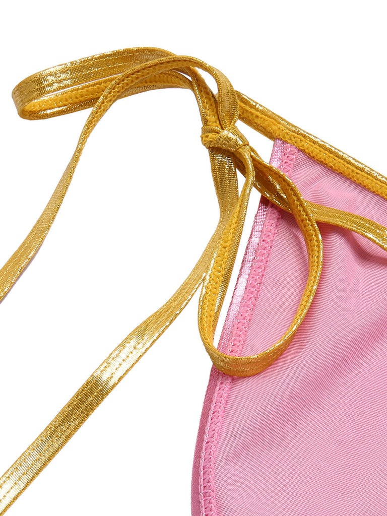 Pink & Yellow 1970s Heart Ring Bikini Set, vintage swimsuit, pin-up swimwear - perfect for women who love vintage and retro fashion