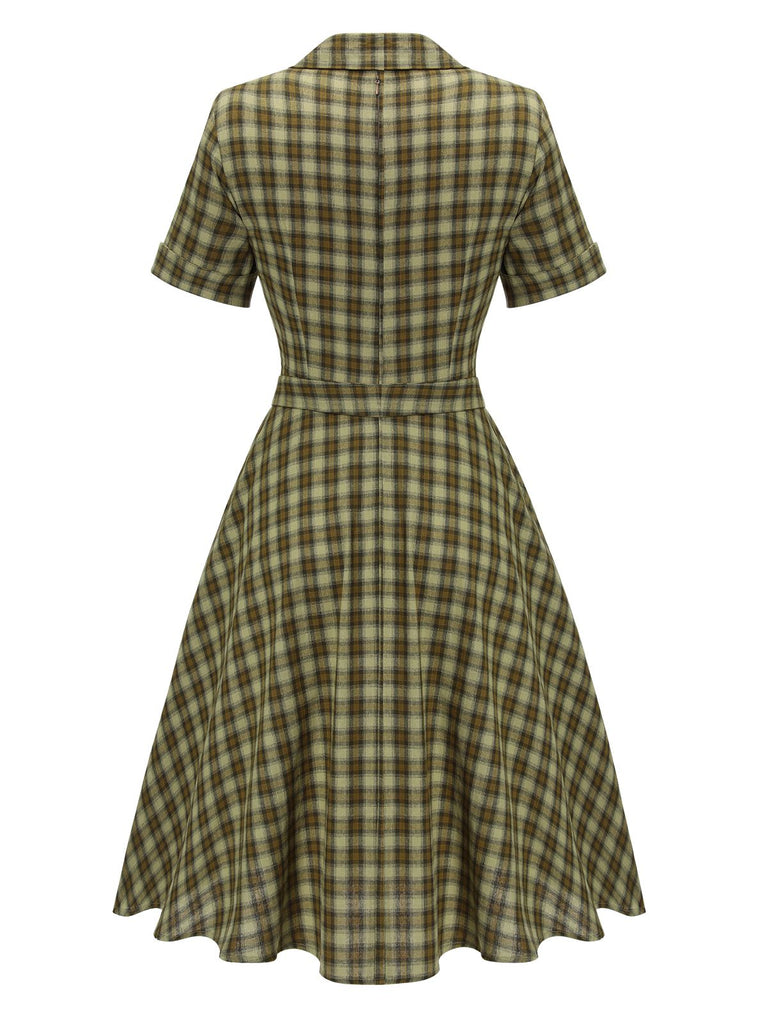 Plaids 1950s Buttoned Belted Swing Dress — vintage elegance for the modern woman
