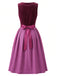 Plum 1950s Square Neck Velvet Polka Dot Dress & Apron, vintage dress, retro fashion, rockabilly, pin-up fashion - vintage inspired fashion