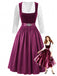 Plum 1950s Square Neck Velvet Polka Dot Dress & Apron & Lace Top, vintage dress, retro fashion, rockabilly, pin-up fashion - vintage inspired fashion