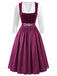 Plum 1950s Square Neck Velvet Polka Dot Dress & Apron & Lace Top, vintage dress, retro fashion, rockabilly, pin-up fashion - vintage inspired fashion