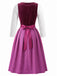 Plum 1950s Square Neck Velvet Polka Dot Dress & Apron & Lace Top, vintage dress, retro fashion, rockabilly, pin-up fashion - vintage inspired fashion