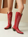 Pointed Embroidered Cowboy Knee-High Boots — vinta