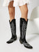 Pointed Embroidered Cowboy Knee-High Boots — vinta