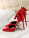 This Pointed Toe Bow Strap Satin High Heels Shoes whispers vintage secrets to those who notice