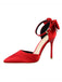 Pointed Toe Bow Strap Satin High Heels Shoes — vintage style that transcends decades