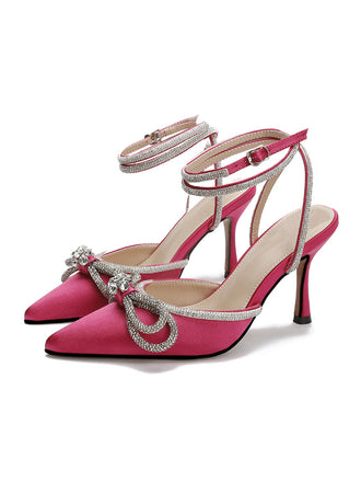 Pointed Toe Bowknot Rhinestone High Heels: timeless style reimagined