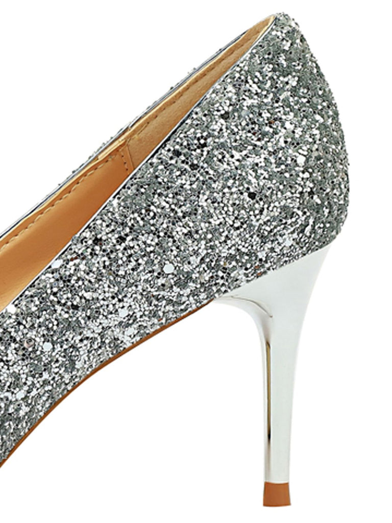 Pointed Toe Sequins Glitter High Heels Shoes — vintage style that transcends decades