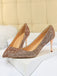 This Pointed Toe Sequins Glitter High Heels Shoes whispers vintage secrets to those who notice