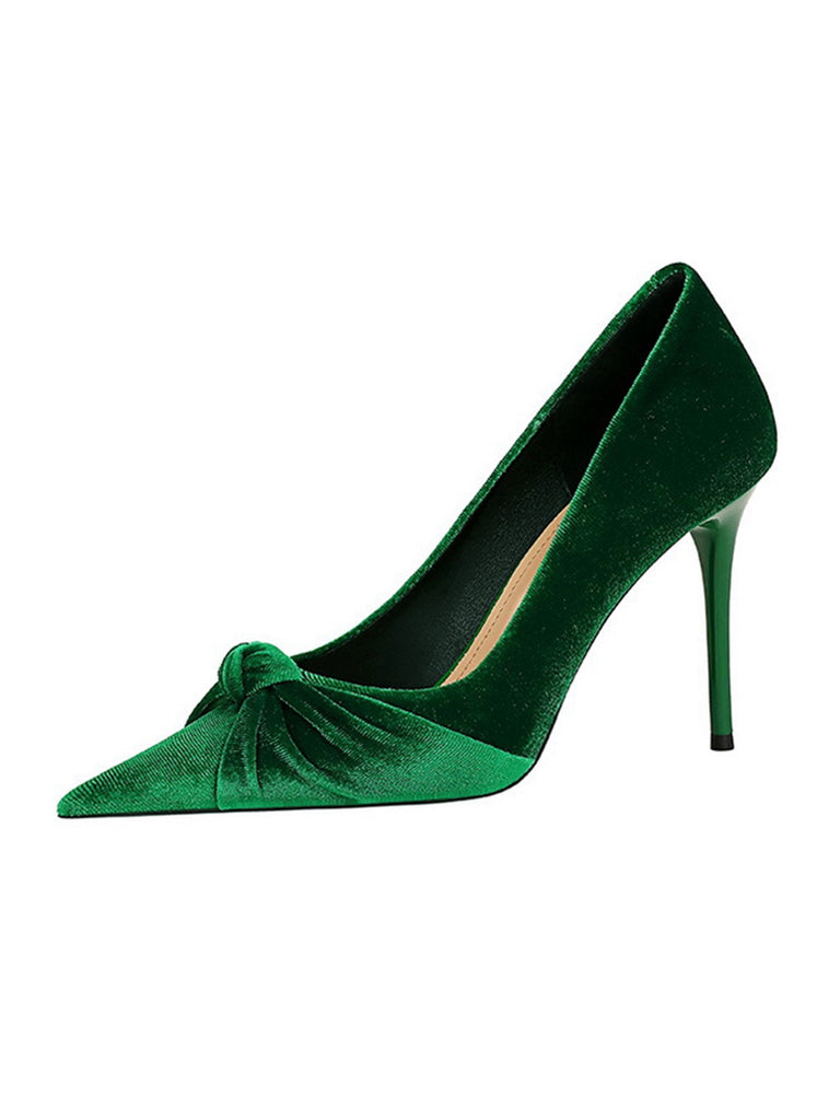 This Pointed Toe Velvet Stiletto Heels Shoes whispers vintage secrets to those who notice