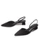 Pointed-Toe Solid Slingback Strap Low Block Shoes - vintage shoes, retro heels for vintage lovers