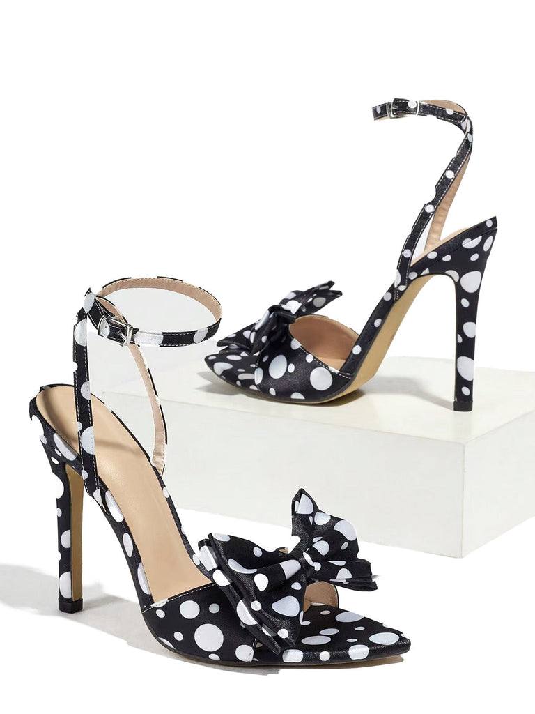 Polka Dot Print Bow Tie Shoes