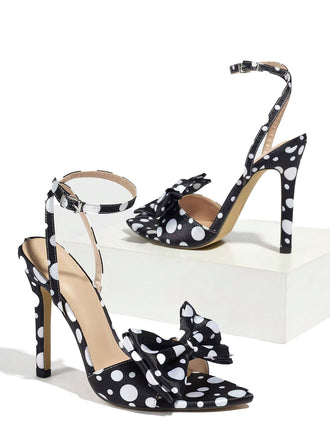 Polka Dot Print Bow Tie Shoes