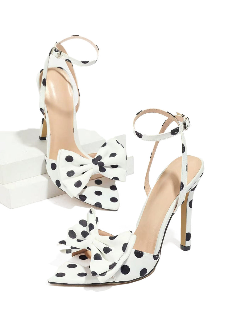 Polka Dot Print Bow Tie Shoes 6