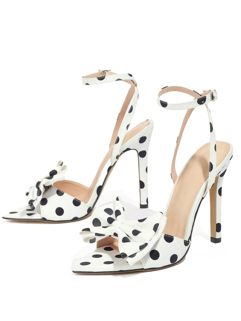 Polka Dot Print Bow Tie Shoes 7